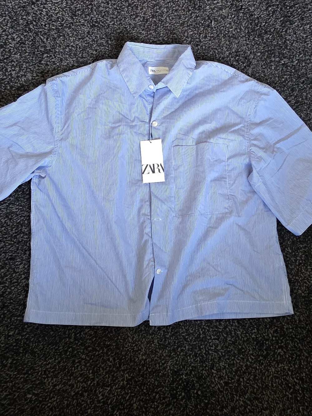 Zara Blue Short-Sleeve Button-Down Shirt